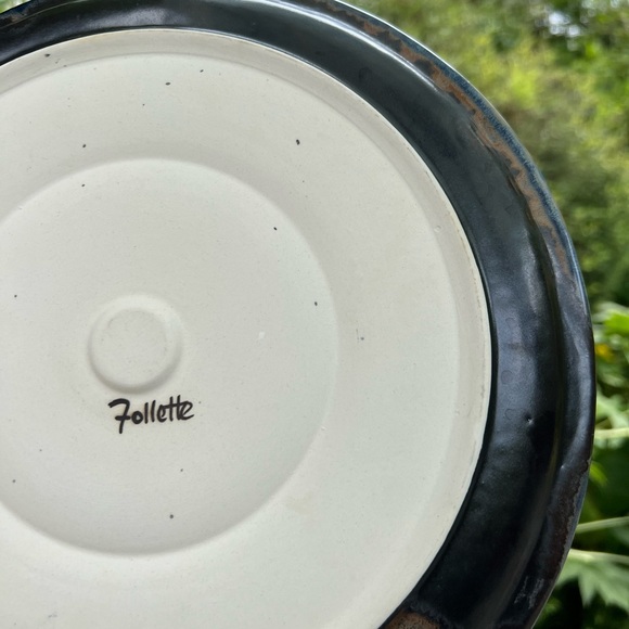 Kent Follette Pottery Crystalline Glaze Bread and Oil Dipping Plate 10.75” - Picture 9 of 16